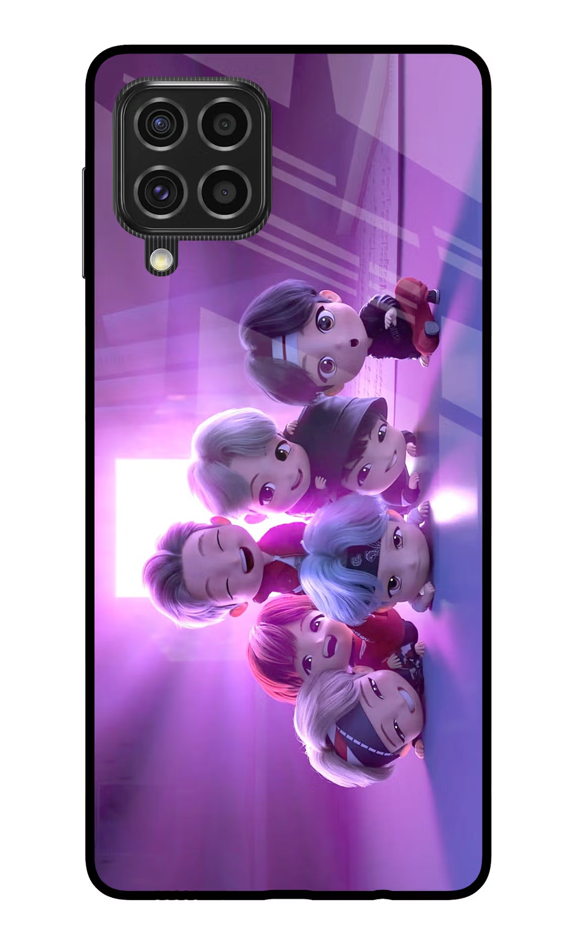 BTS Chibi Samsung F62 Glass Case Back Cover by Casekaro