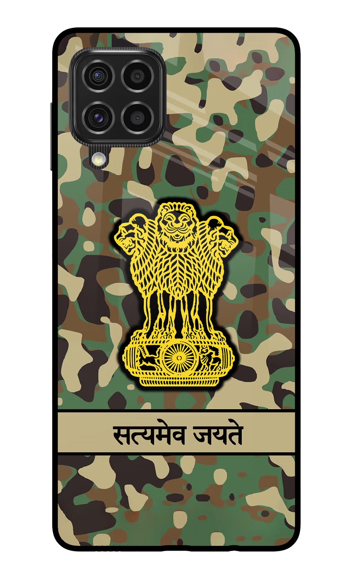 Satyamev Jayate Army Samsung F62 Glass Case Back Cover by Casekaro