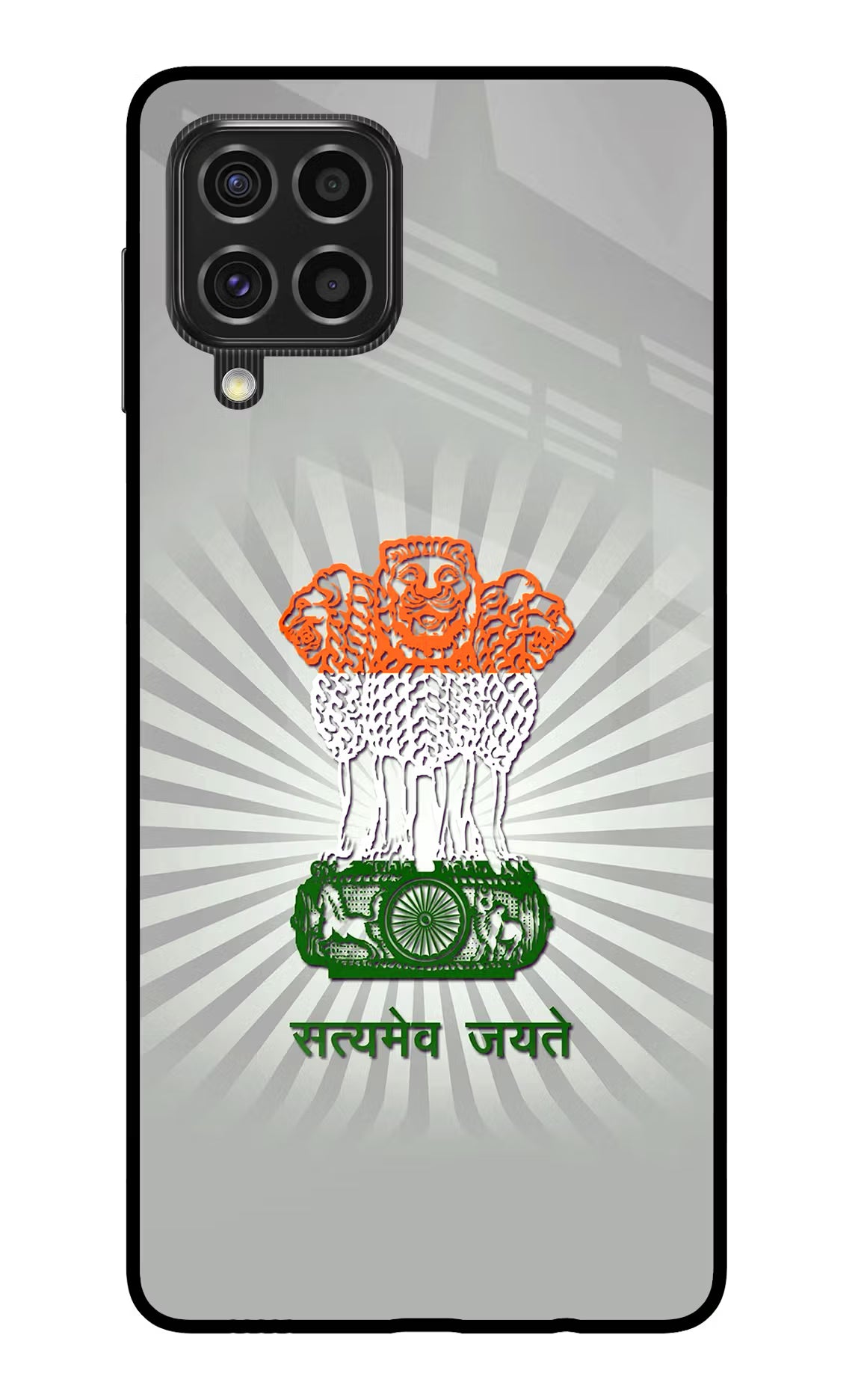 Satyamev Jayate Art Samsung F62 Glass Case Back Cover by Casekaro