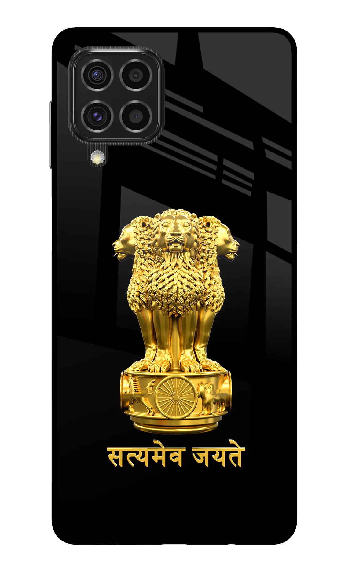 Satyamev Jayate Golden Samsung F62 Glass Case