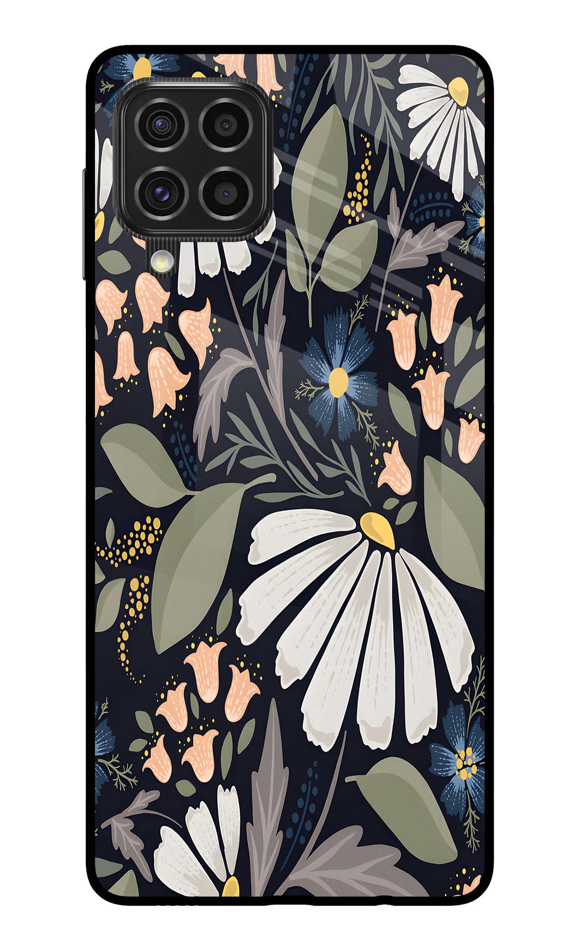 Flowers Art Samsung F62 Glass Case Back Cover by Casekaro