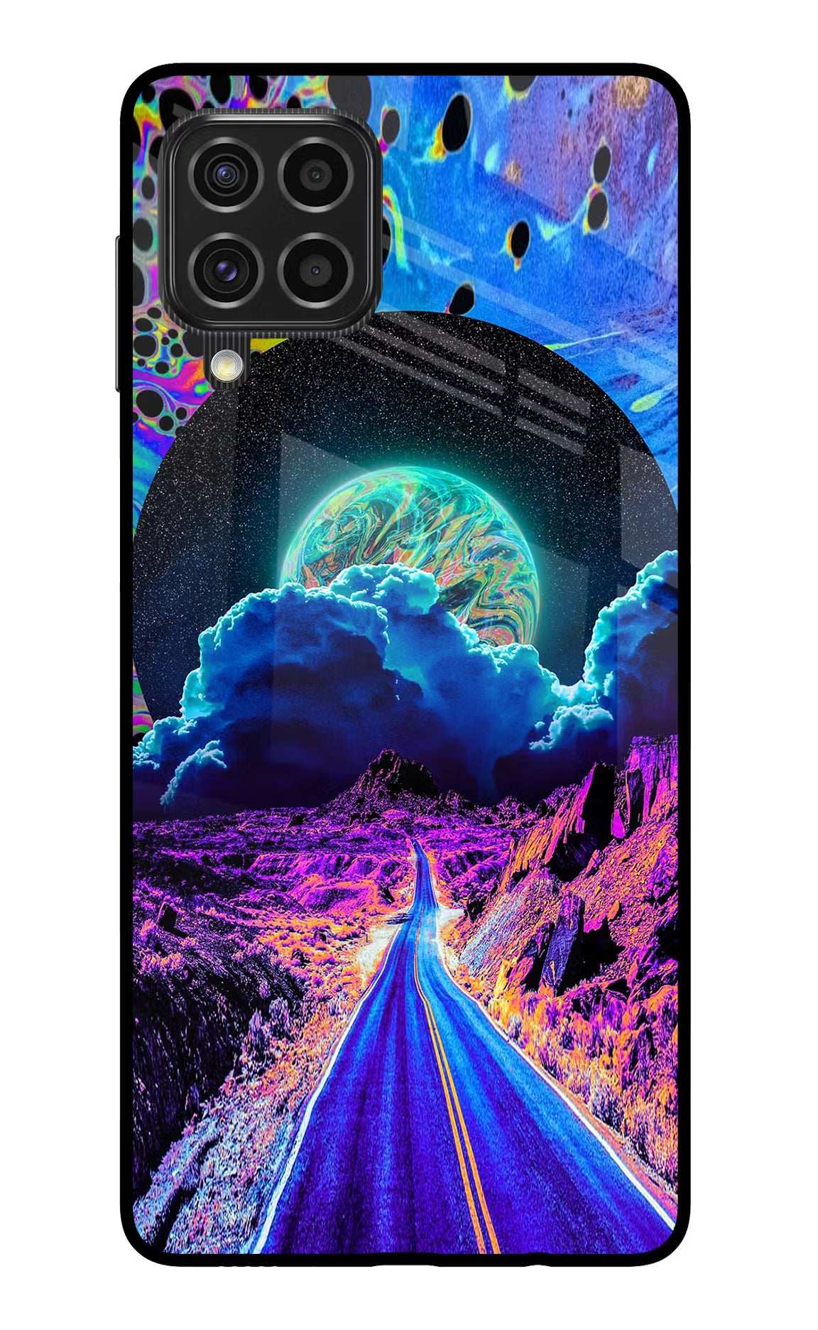 Psychedelic Painting Samsung F62 Glass Case Back Cover by Casekaro