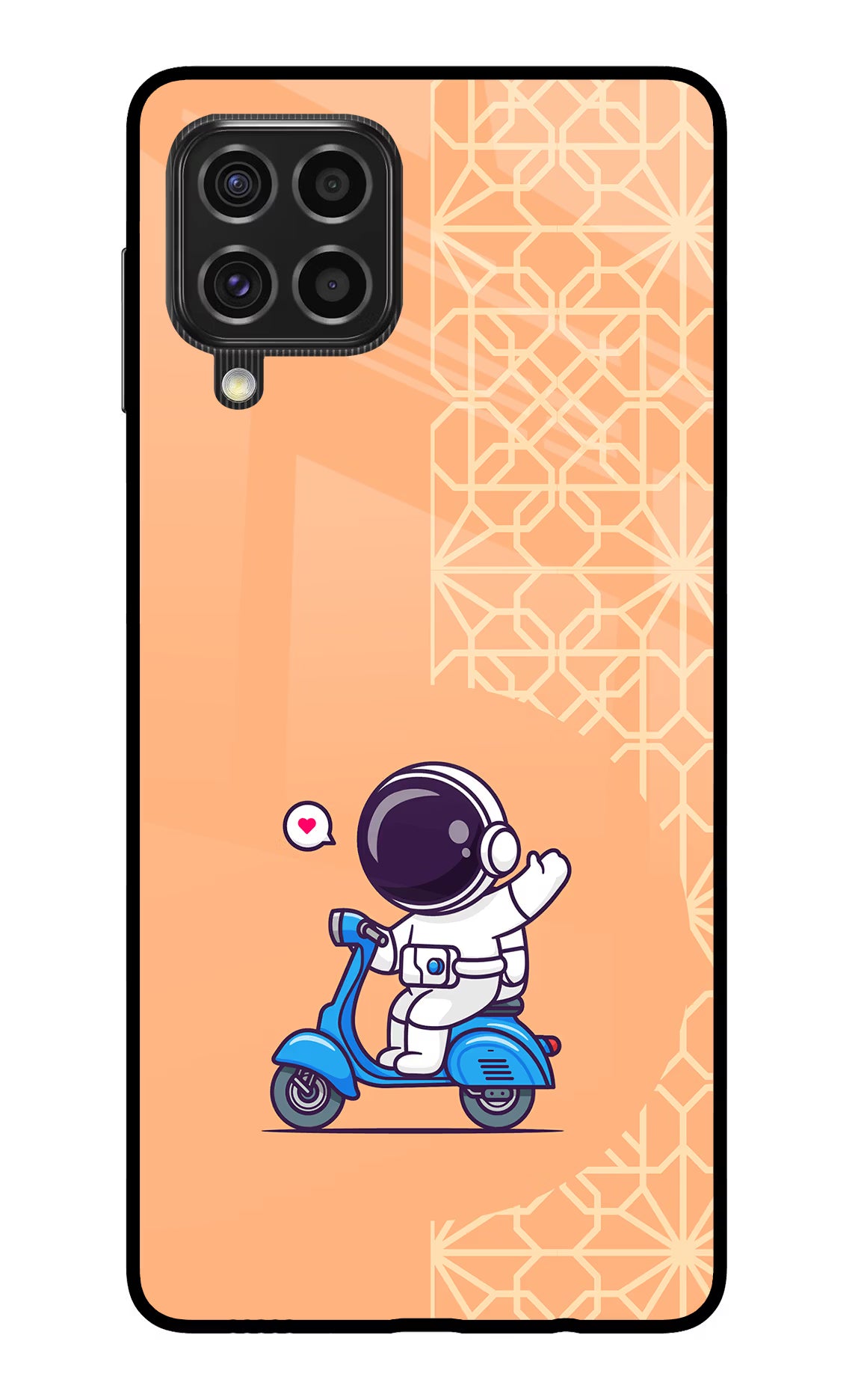 Cute Astronaut Riding Samsung F62 Glass Case Back Cover by Casekaro
