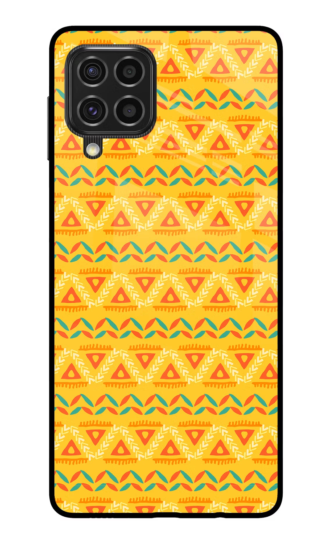 Tribal Pattern Samsung F62 Glass Case Back Cover by Casekaro