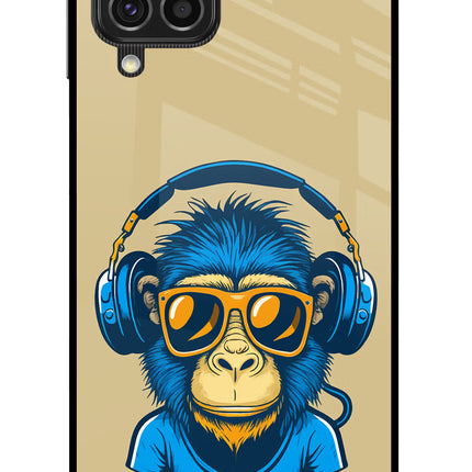 Monkey Headphone Samsung F62 Glass Case