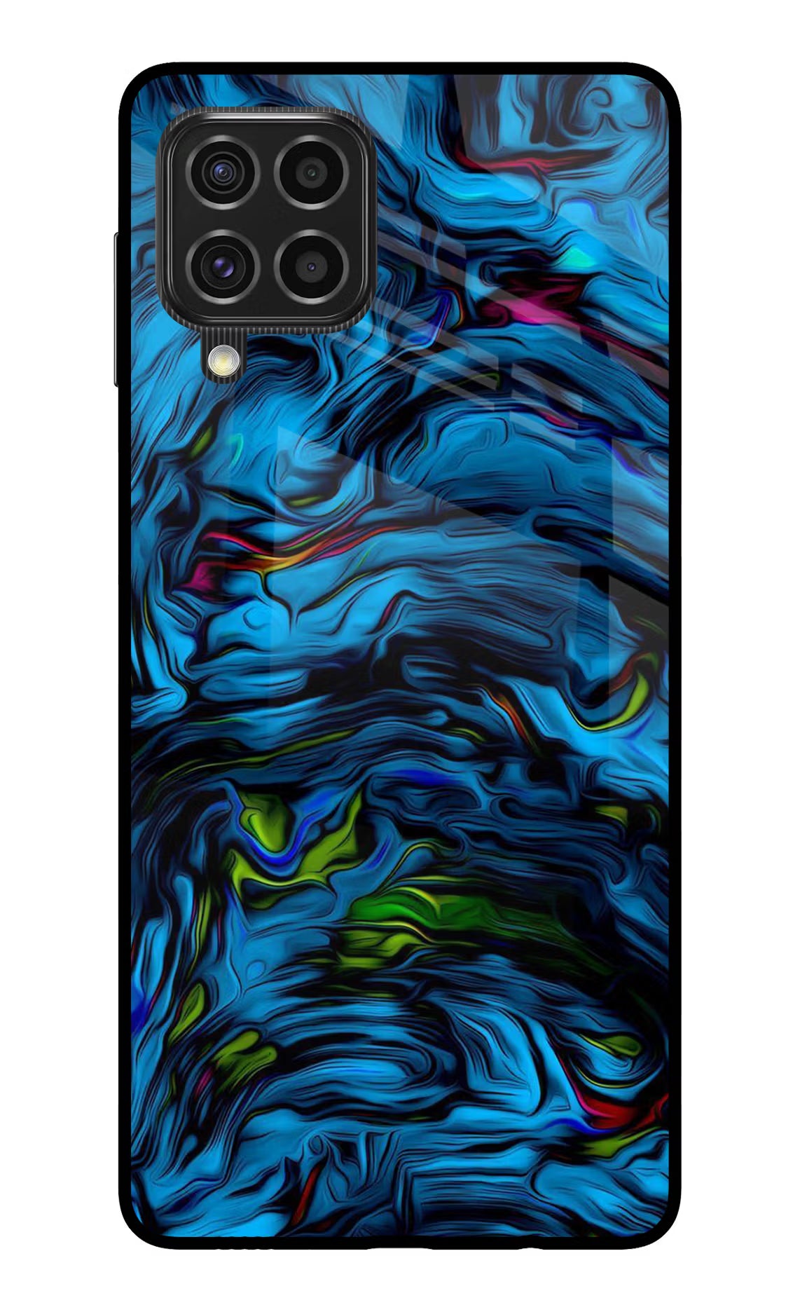 Dark Blue Abstract Samsung F62 Glass Case Back Cover by Casekaro