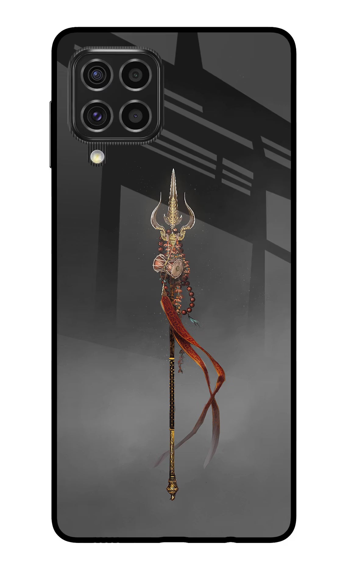Shiv Trishul Samsung F62 Glass Case Back Cover by Casekaro