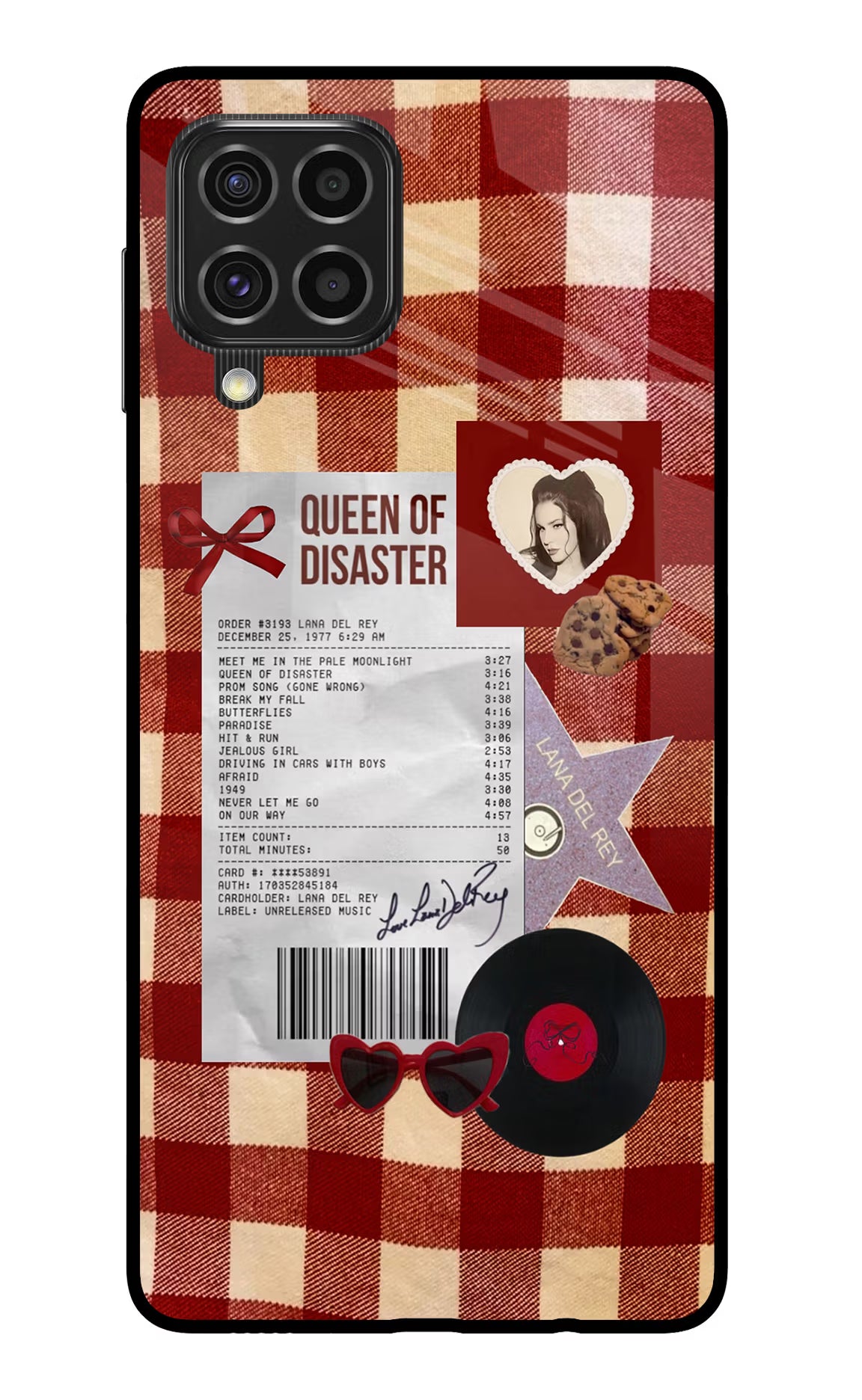 Queen of Disaster Samsung F62 Glass Case Back Cover by Casekaro