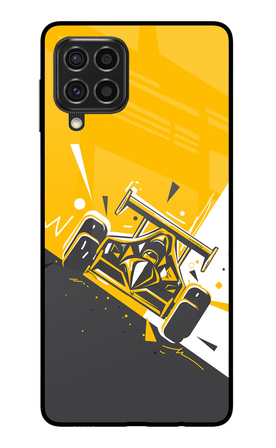 Track King Samsung F62 Glass Case Back Cover by Casekaro