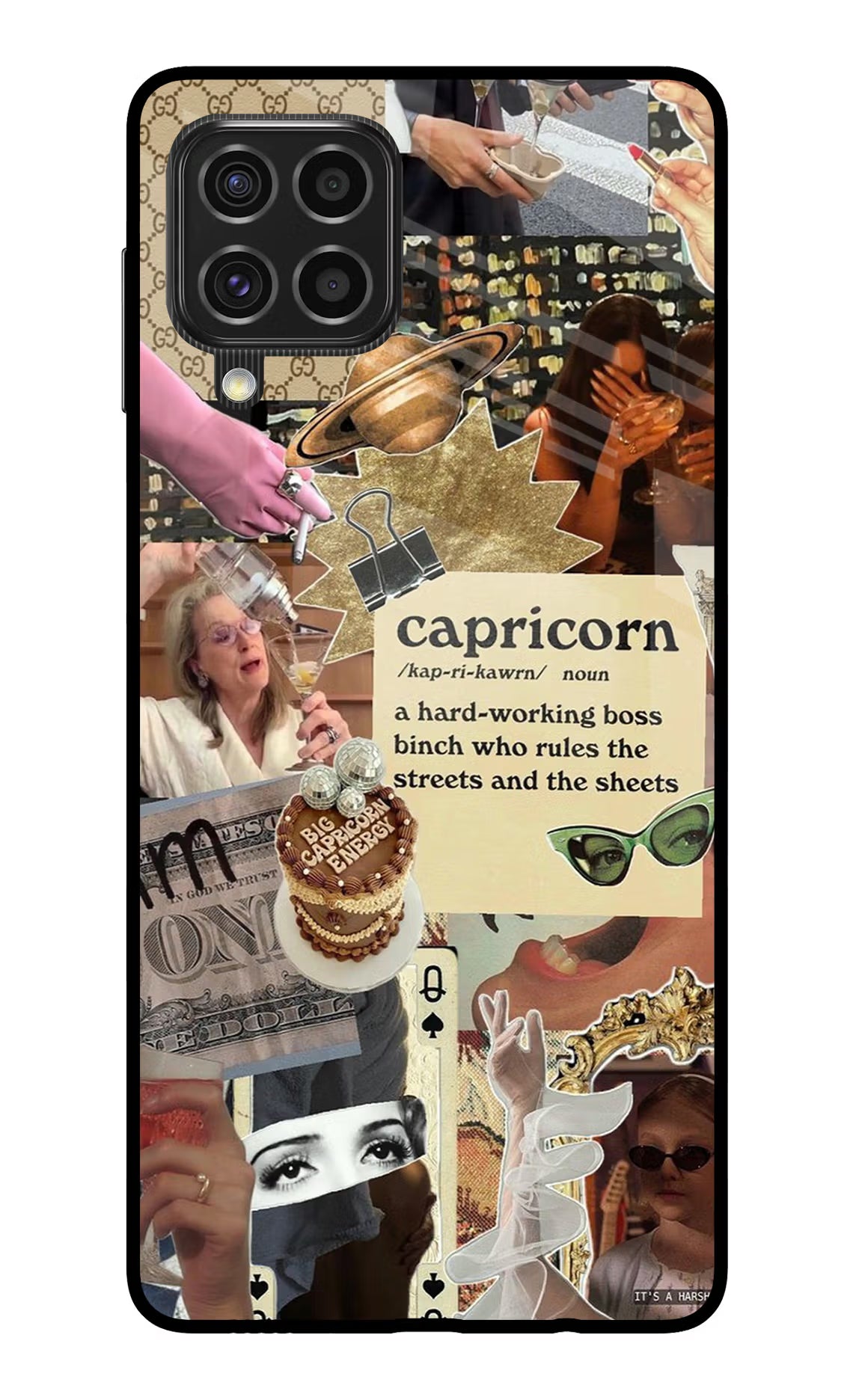 Capricorn Zodiac Samsung F62 Glass Case Back Cover by Casekaro