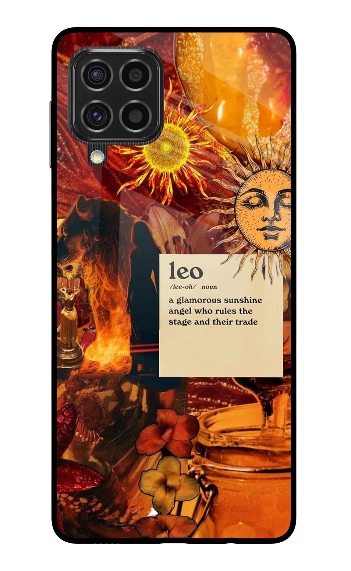 Leo Zodiac Samsung F62 Glass Case Back Cover by Casekaro