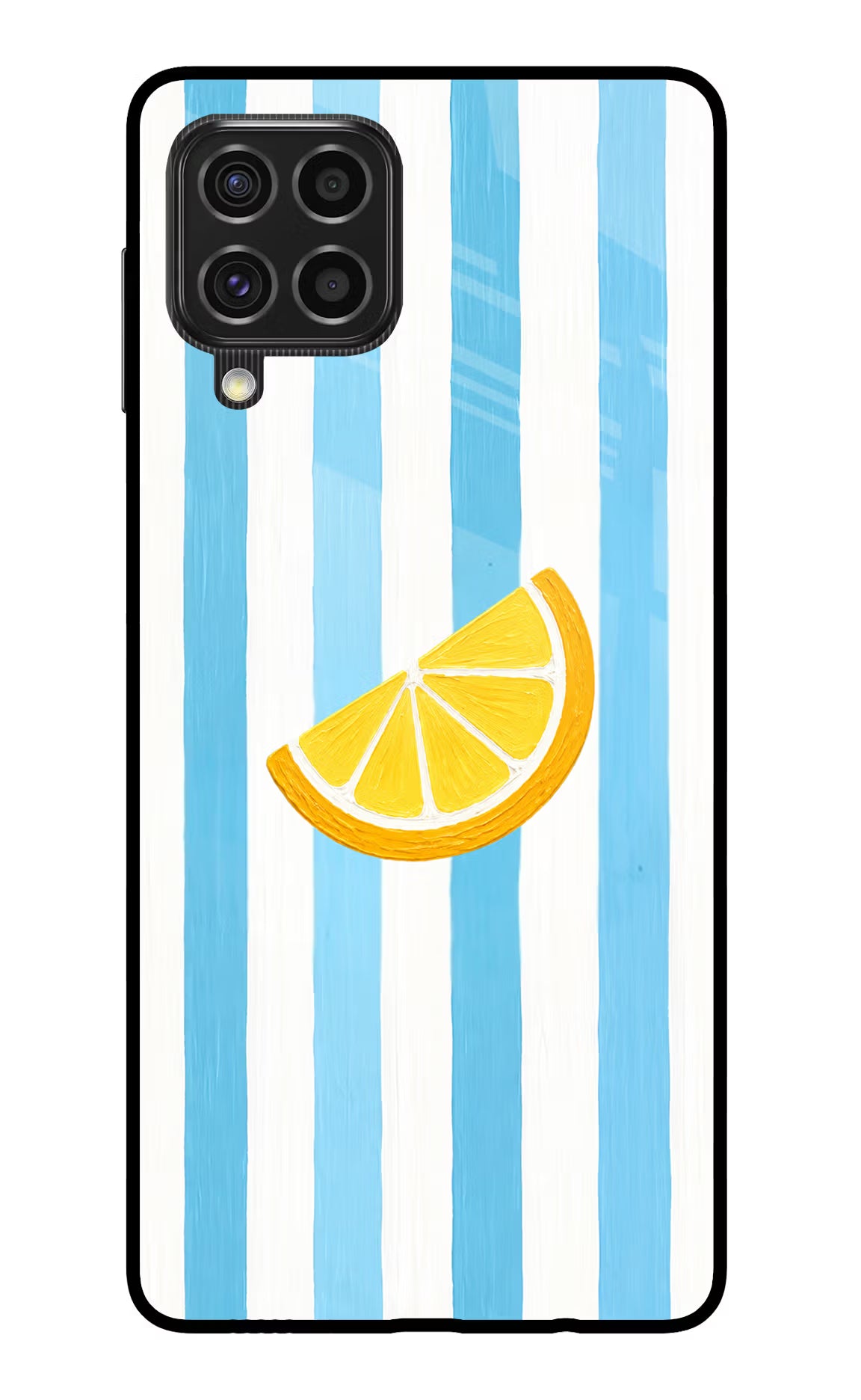Summer Lemon Samsung F62 Glass Case Back Cover by Casekaro