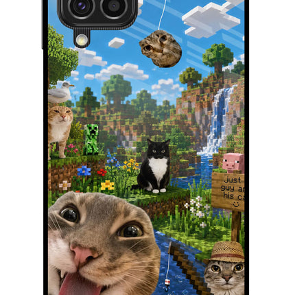 Minecraft Cat Chaos Samsung F62 Glass Case