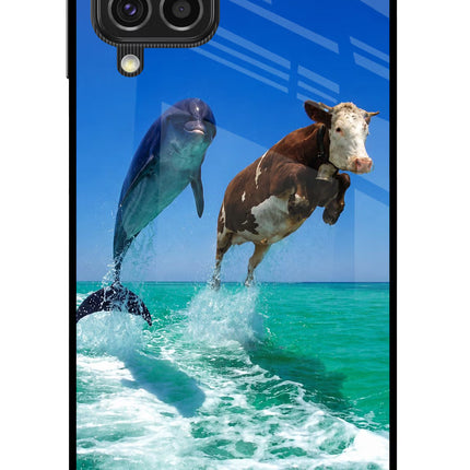 Dolphin vs Cow Samsung F62 Glass Case