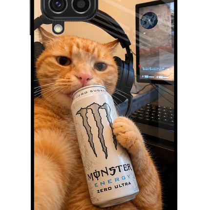 Gamer Cat Energy Samsung F62 Glass Case