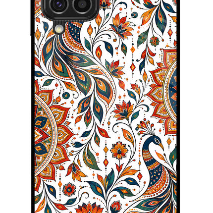 White Mayura Samsung F62 Glass Case