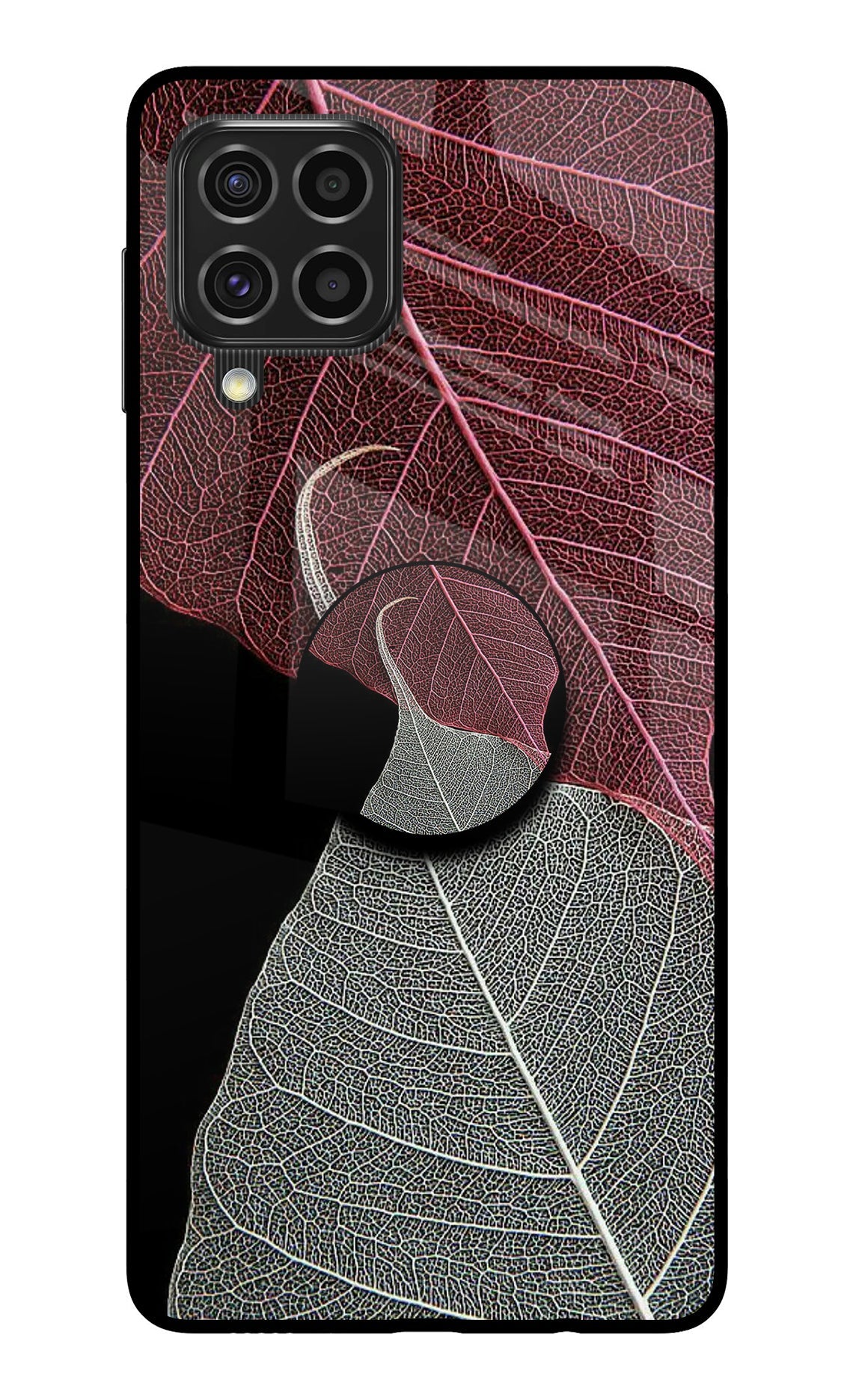 Leaf Pattern Samsung F62 Glass Case