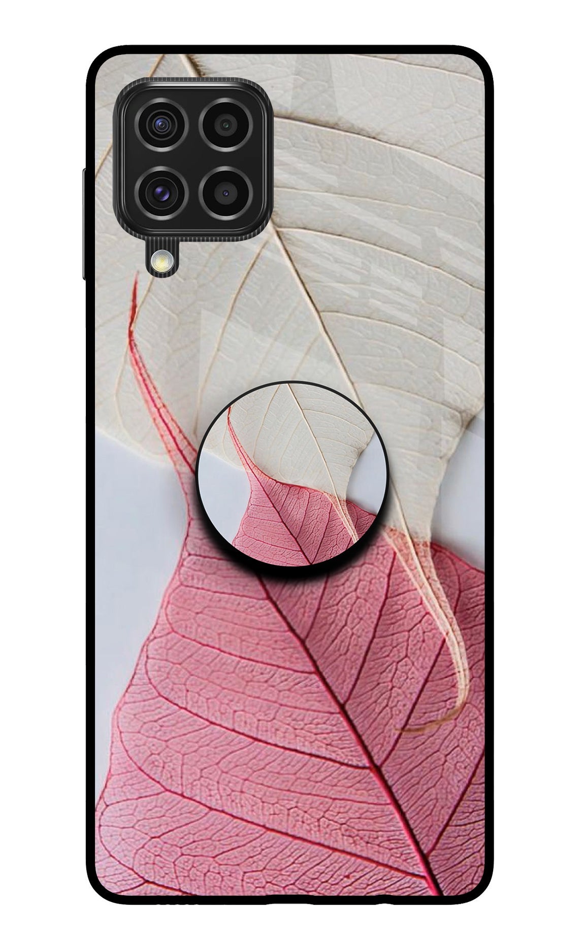 White Pink Leaf Samsung F62 Pop Case