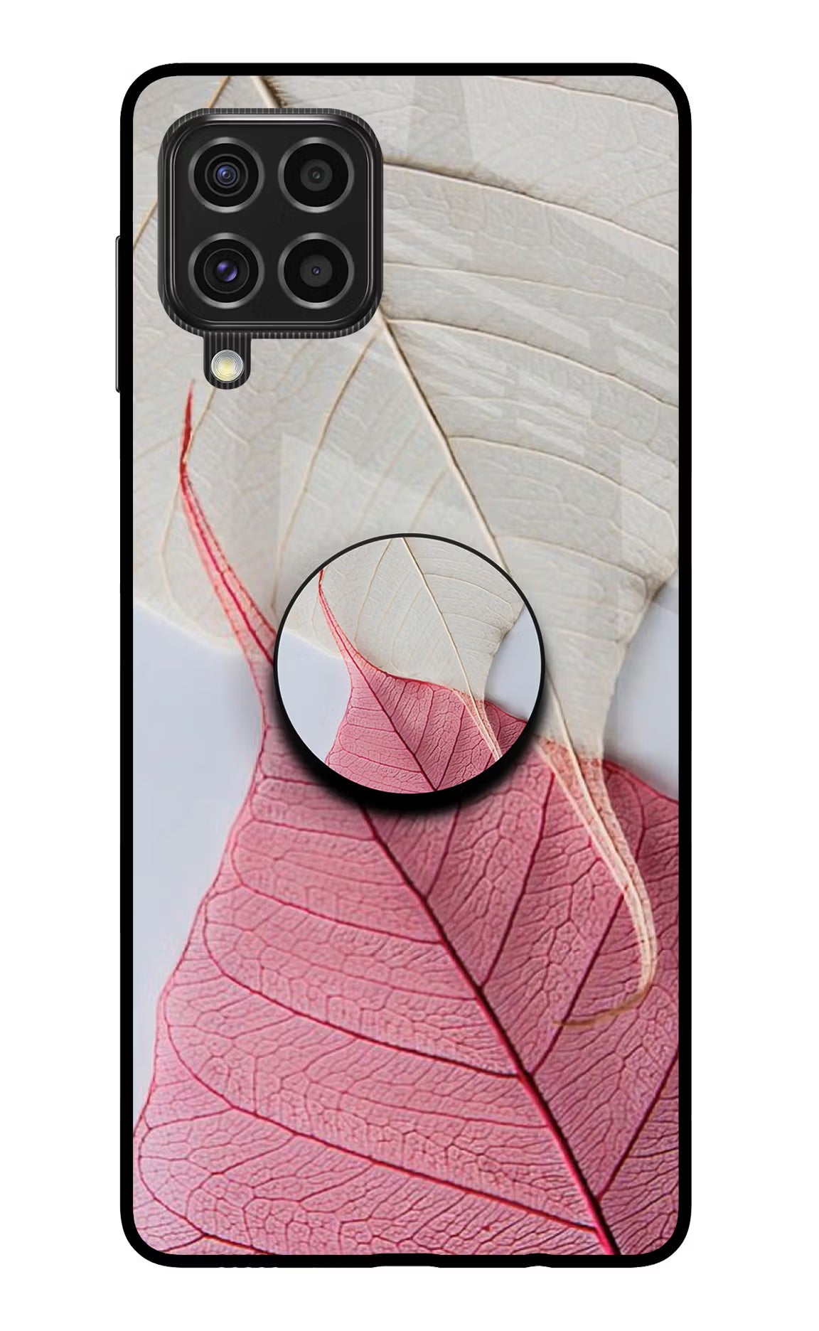 White Pink Leaf Samsung F62 Pop Case by Casekaro
