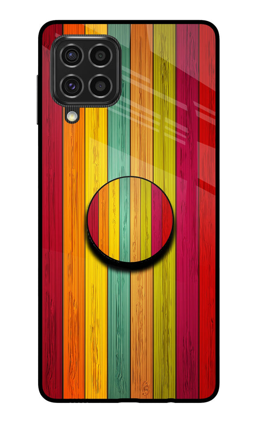 Multicolor Wooden Samsung F62 Glass Case