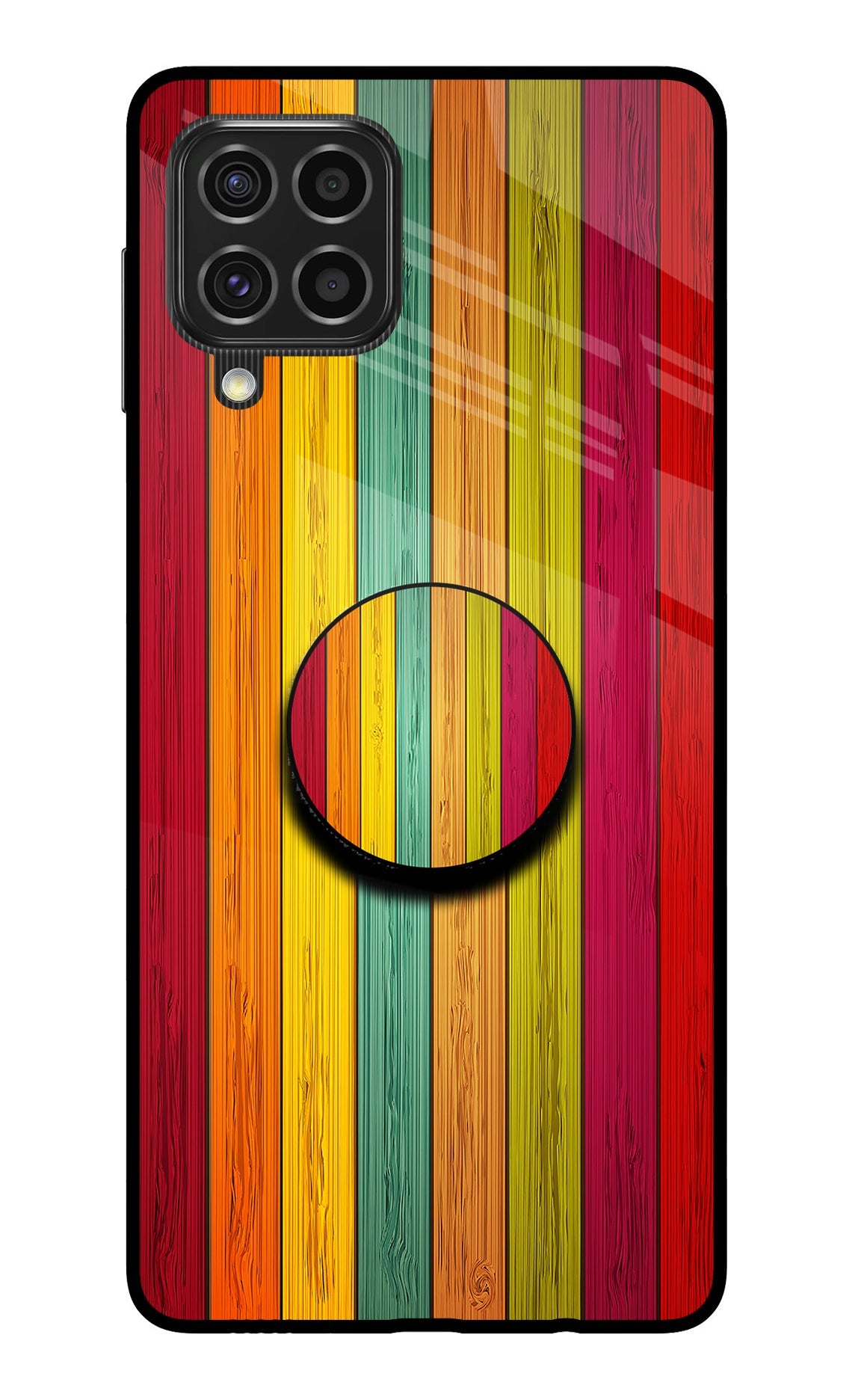 Multicolor Wooden Samsung F62 Pop Case