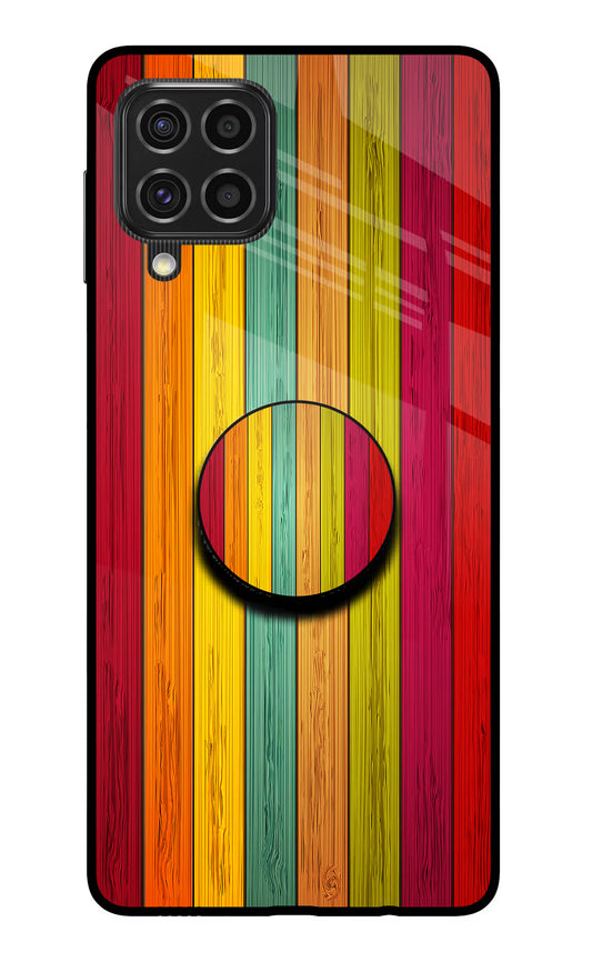 Multicolor Wooden Samsung F62 Glass Case