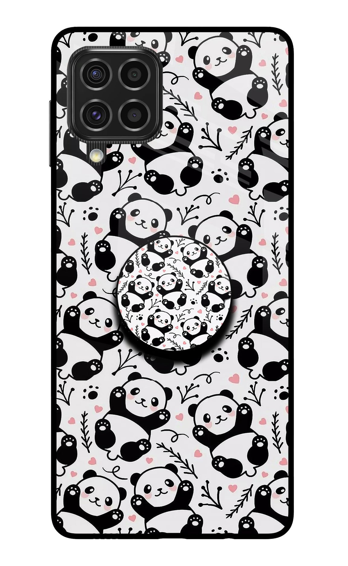 Cute Panda Samsung F62 Glass Case