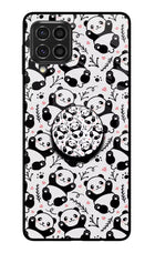Cute Panda Samsung F62 Glass Case