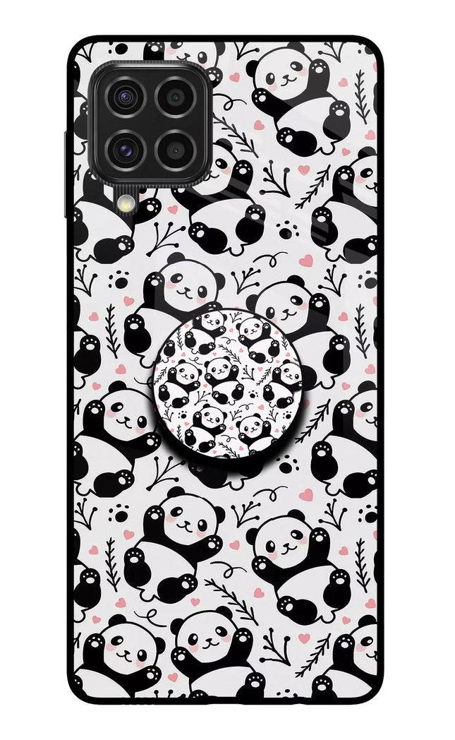 Cute Panda Samsung F62 Glass Case
