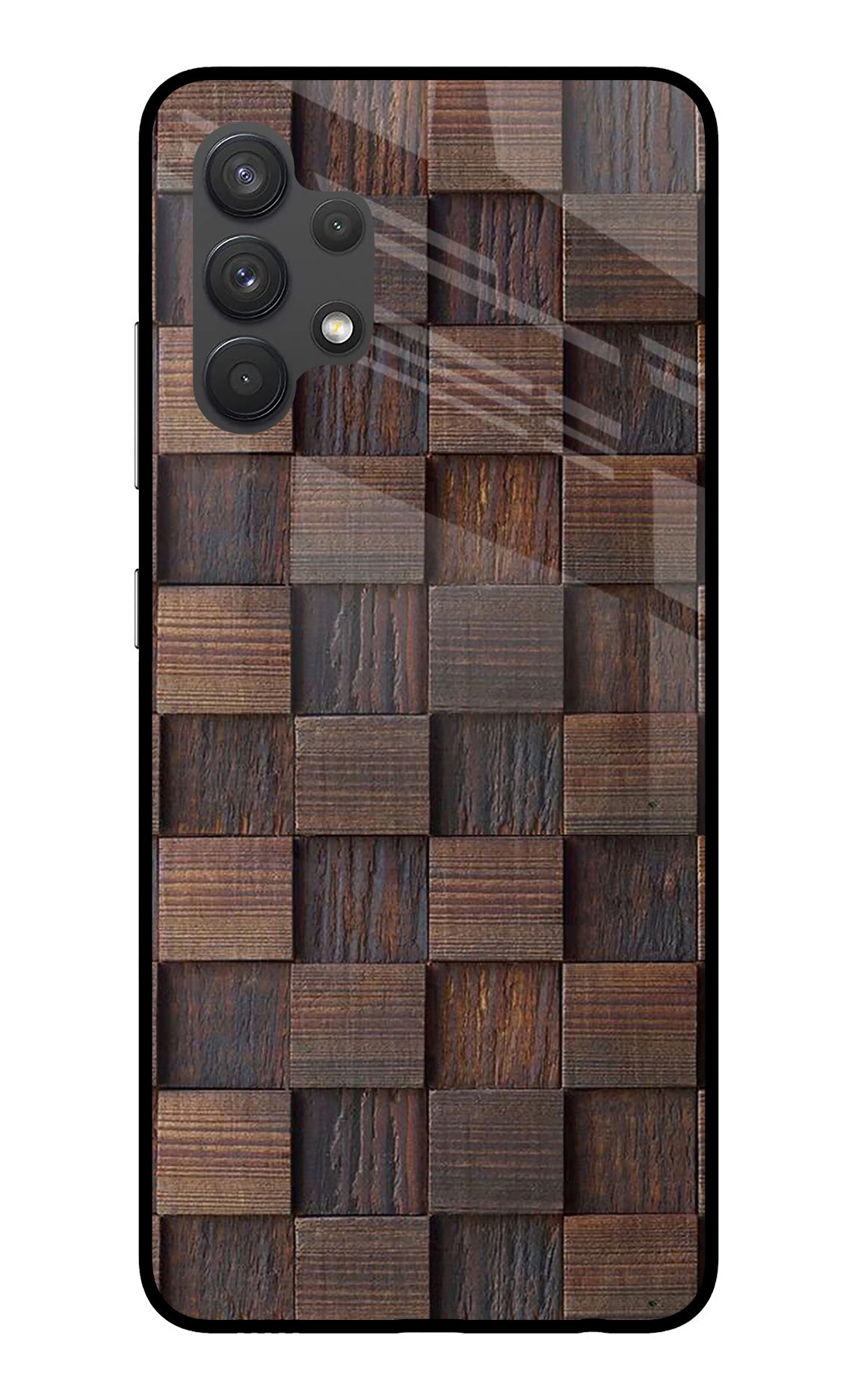 Wooden Cube Design Samsung A32 4G Glass Case