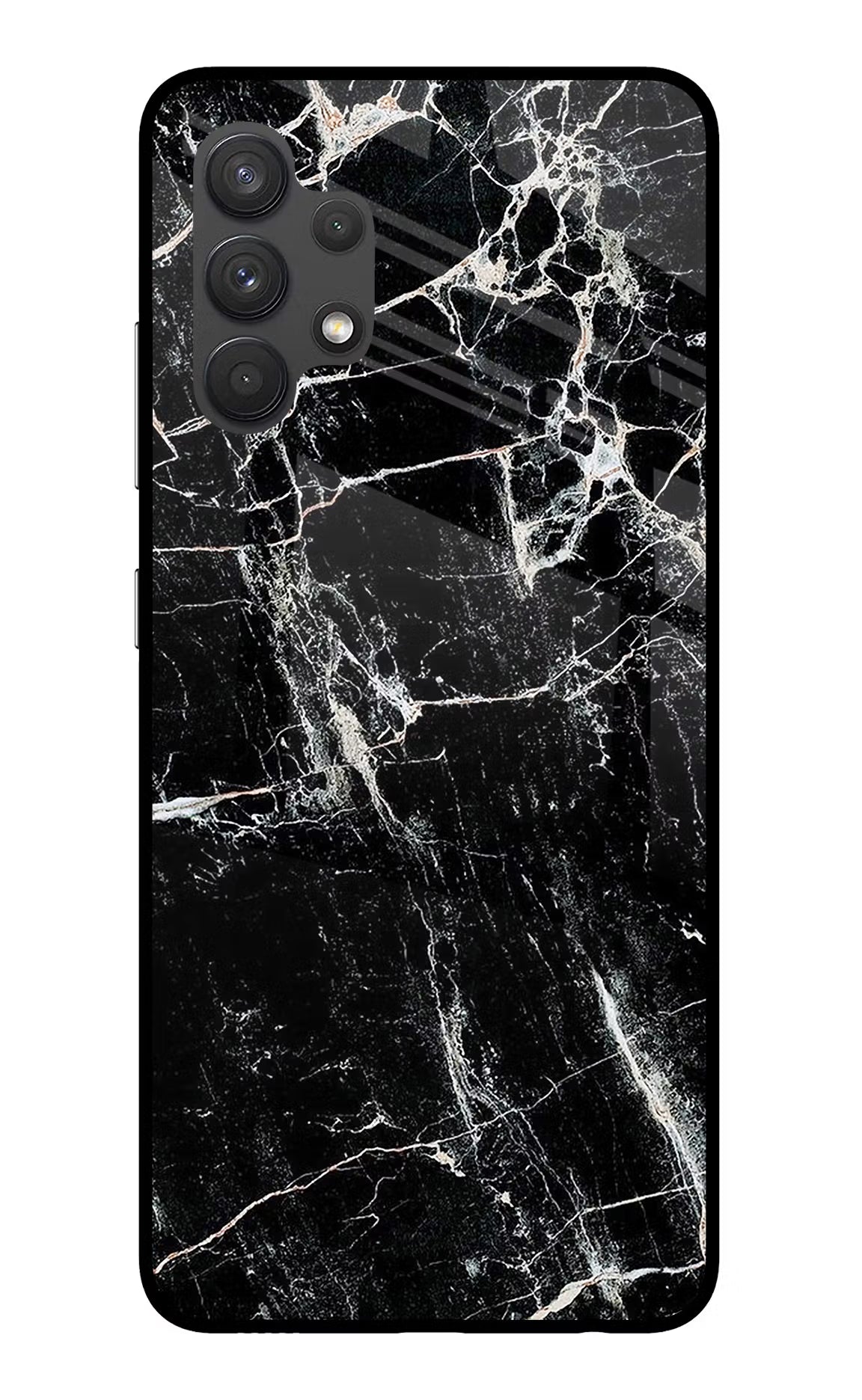 Black Marble Texture Samsung A32 4G Glass Case Back Cover by Casekaro
