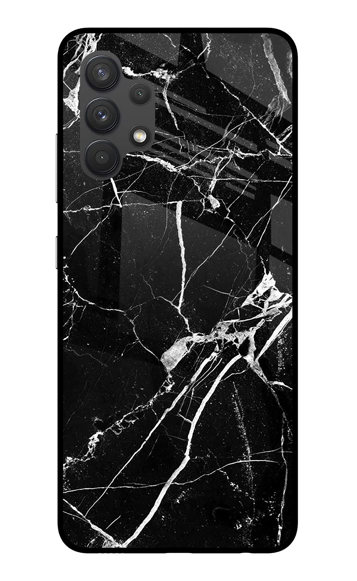 Black Marble Pattern Samsung A32 4G Glass Case