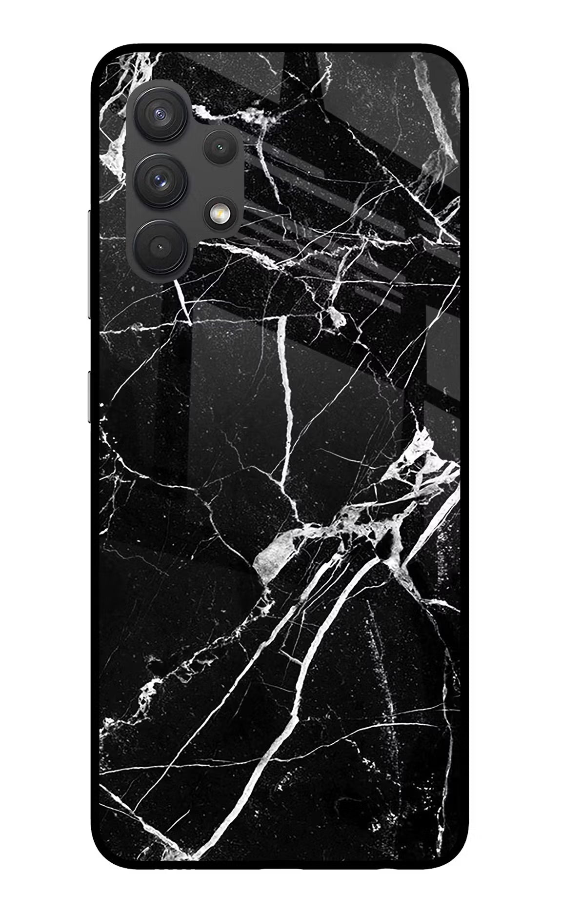 Black Marble Pattern Samsung A32 4G Glass Case Back Cover by Casekaro