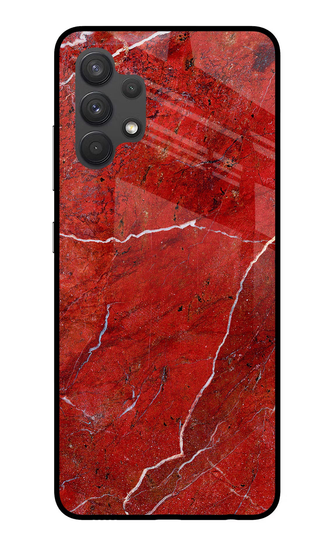 Red Marble Design Samsung A32 4G Glass Case Back Cover by Casekaro