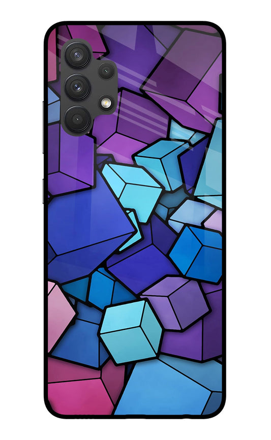 Cubic Abstract Samsung A32 4G Glass Case