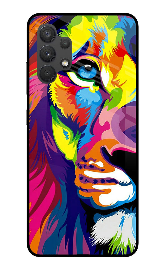 Lion Half Face Samsung A32 4G Glass Case