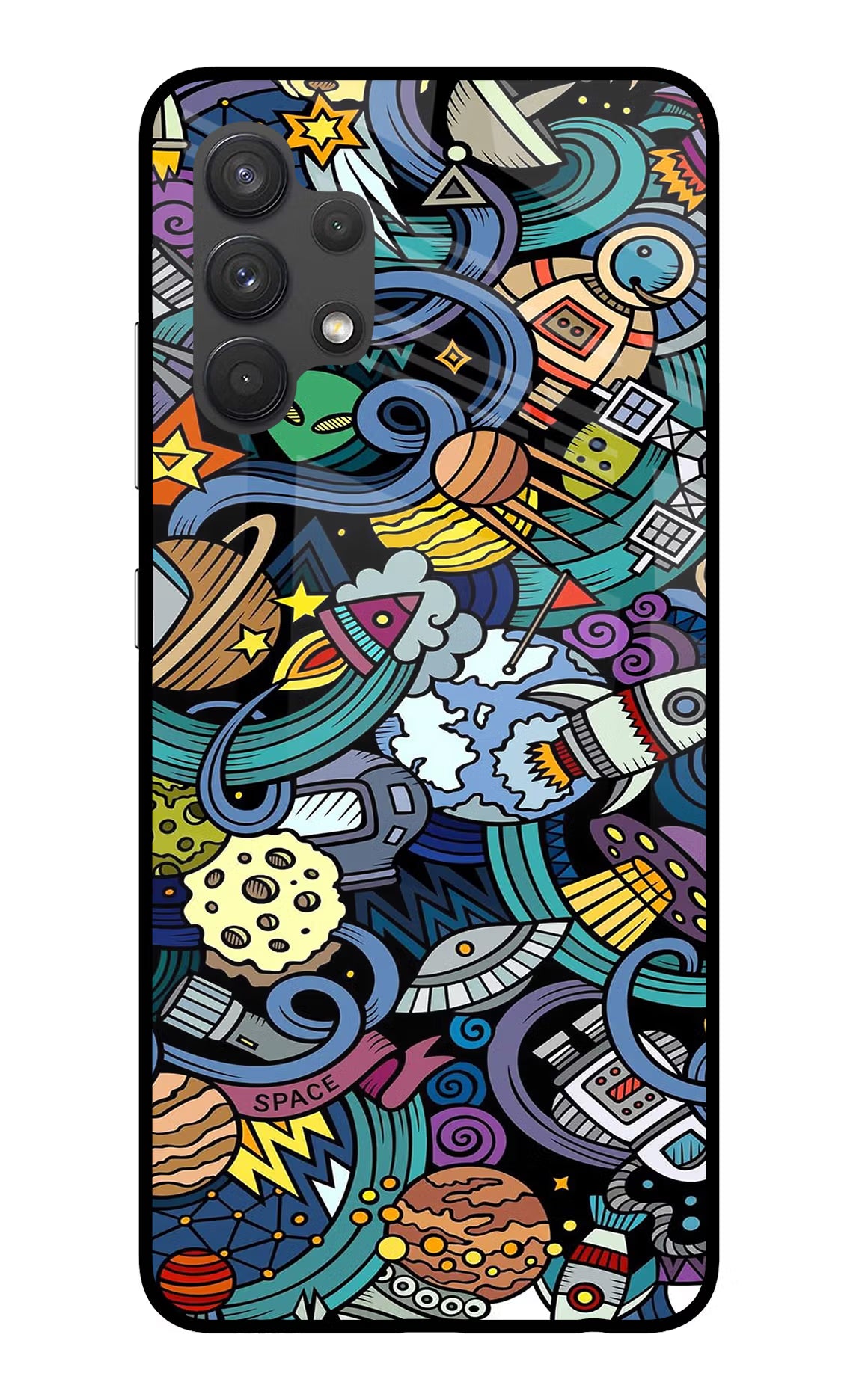 Space Abstract Samsung A32 4G Glass Case Back Cover by Casekaro