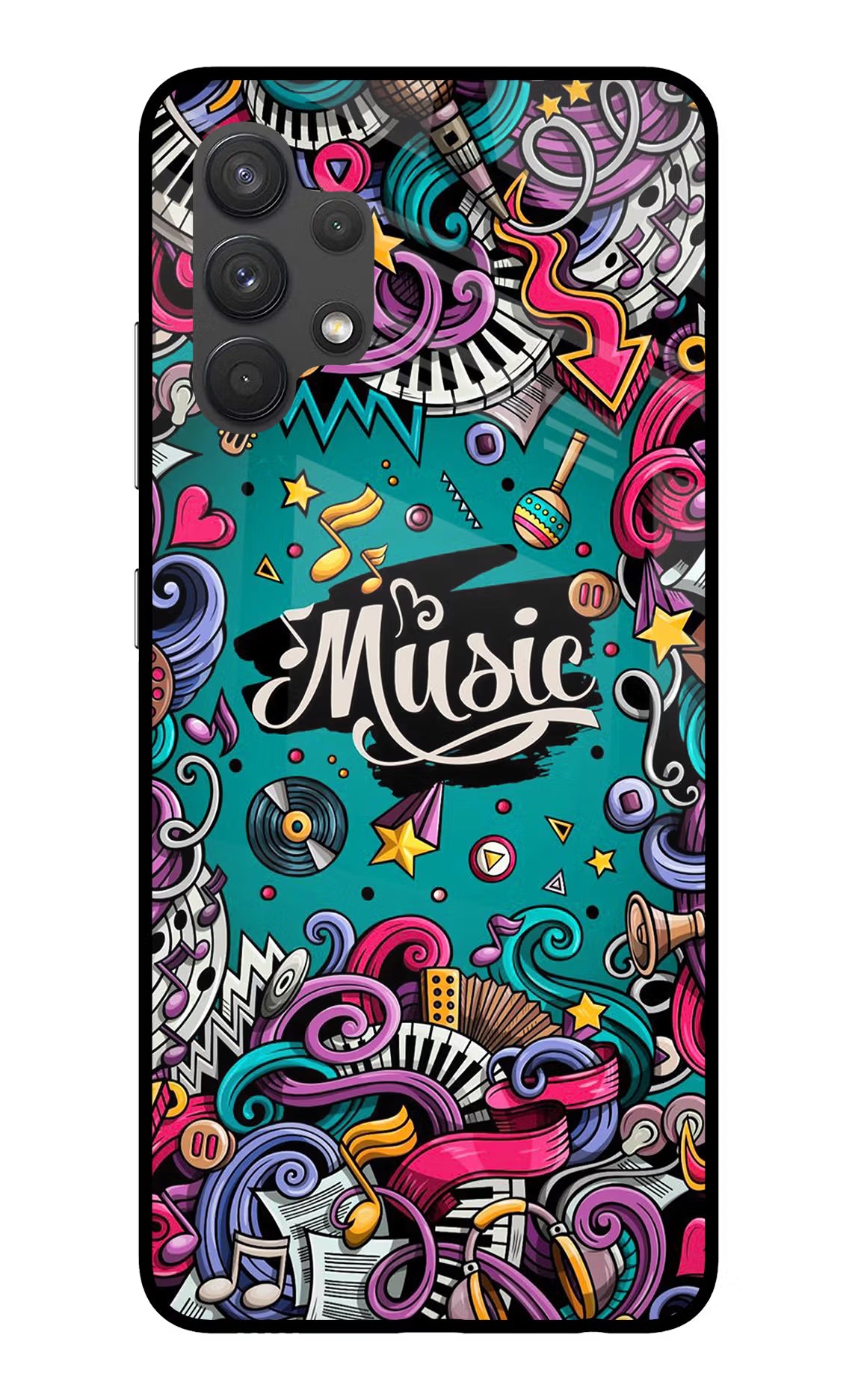 Music Graffiti Samsung A32 4G Glass Case Back Cover by Casekaro