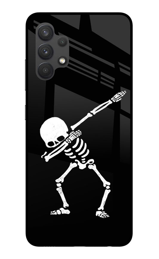 Dabbing Skeleton Art Samsung A32 4G Glass Case