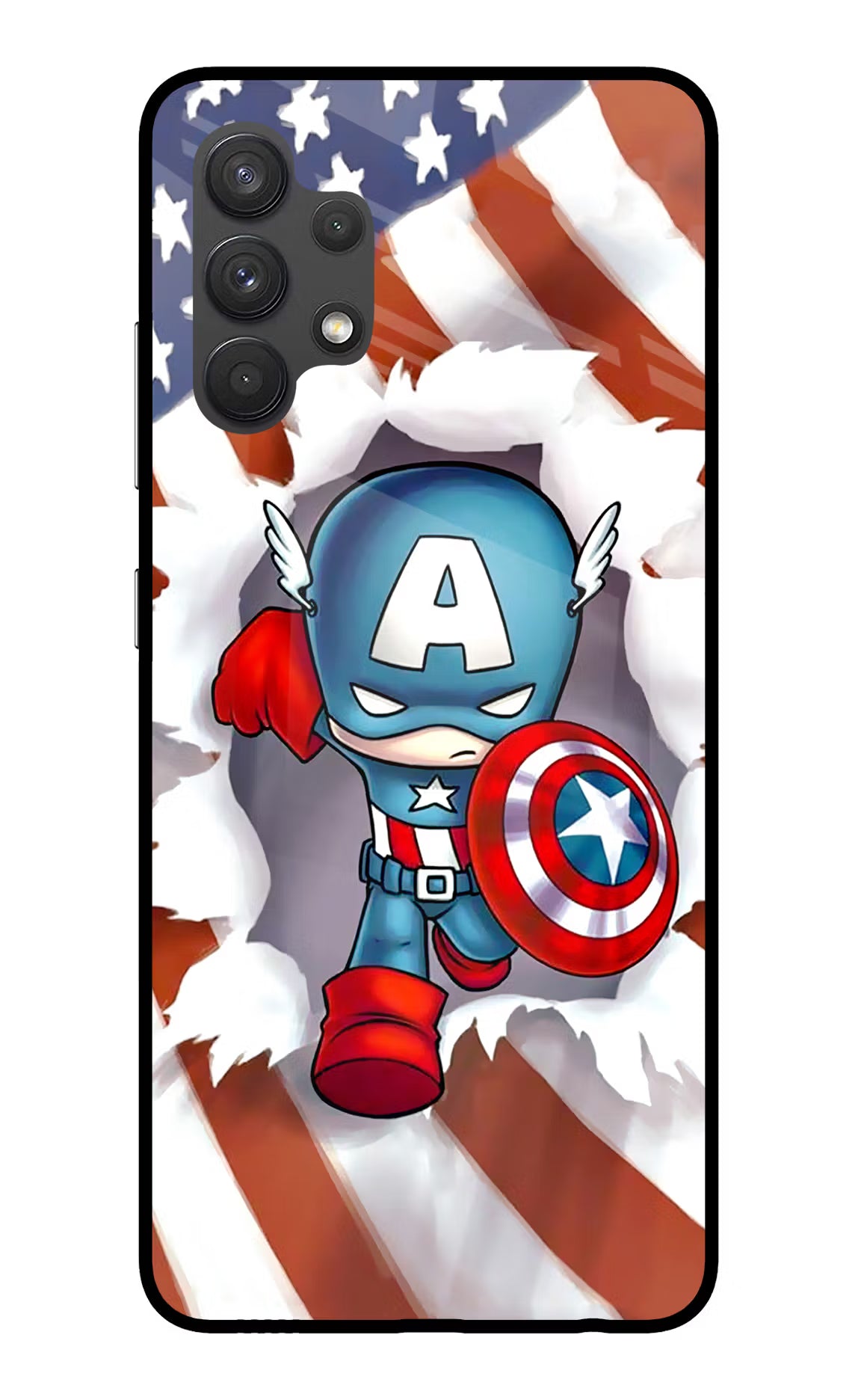Captain America Samsung A32 4G Glass Case Back Cover by Casekaro