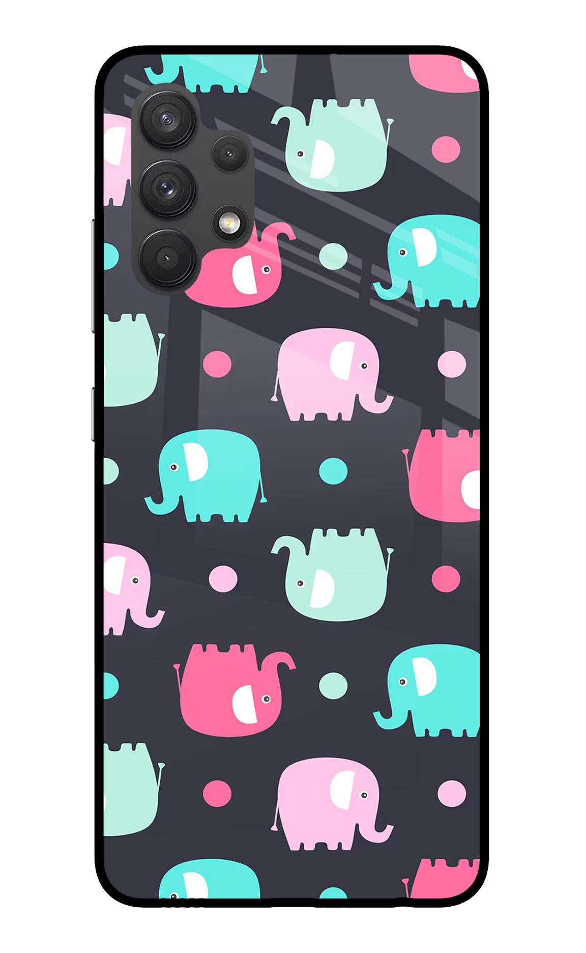 Elephants Samsung A32 4G Glass Case Back Cover by Casekaro