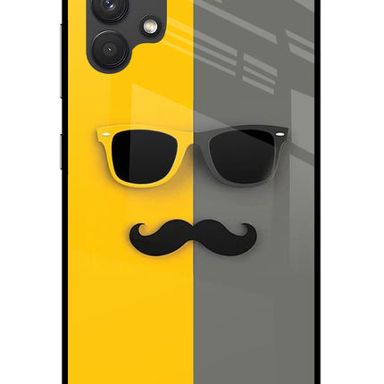 Sunglasses with Mustache Samsung A32 4G Glass Case Back Cover by Casekaro