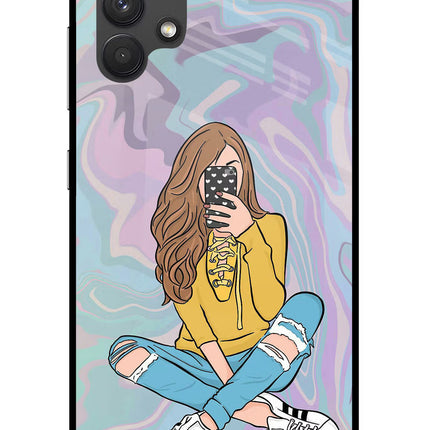 Selfie Girl Samsung A32 4G Glass Case Back Cover by Casekaro