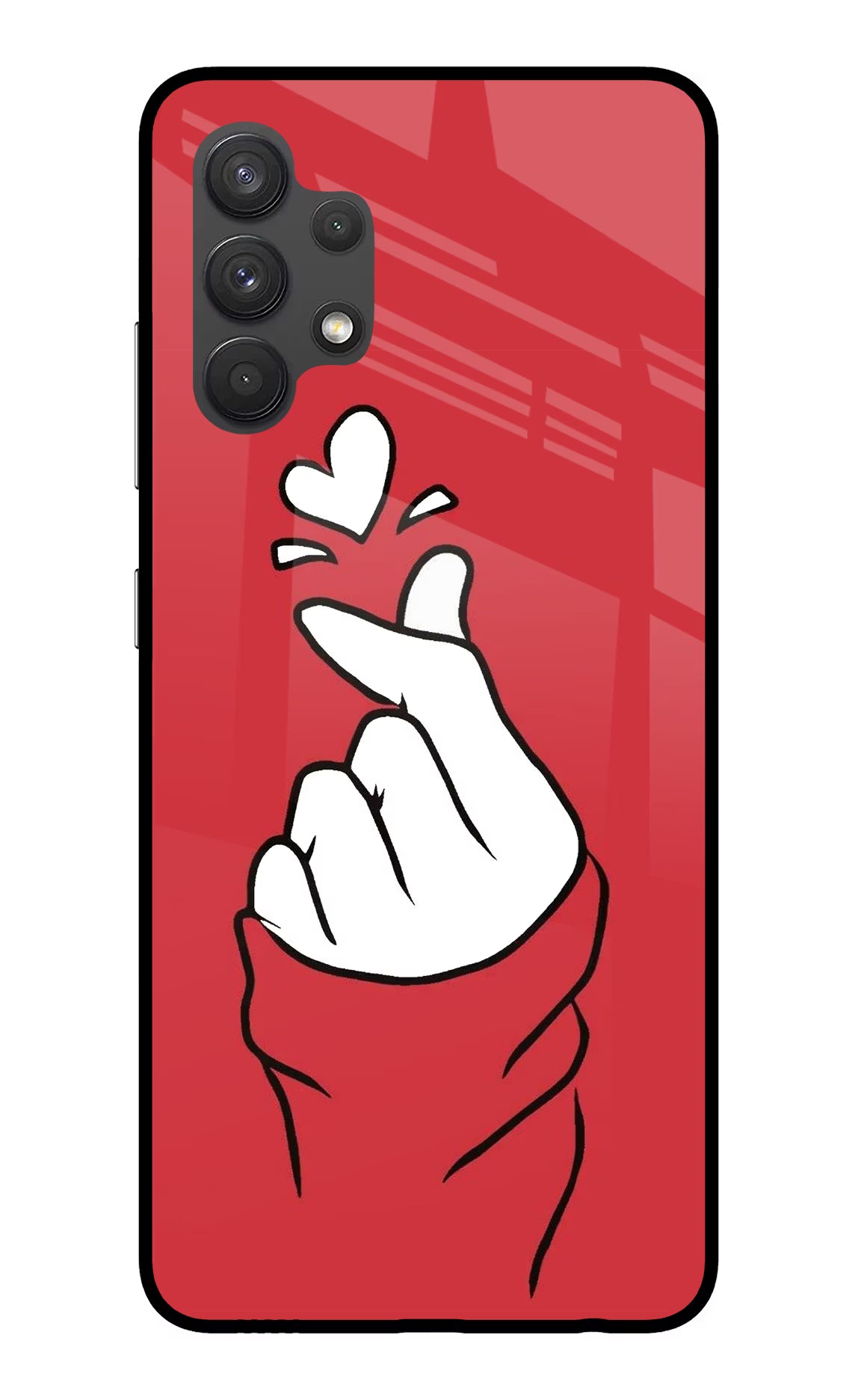 Korean Love Sign Samsung A32 4G Glass Case Back Cover by Casekaro