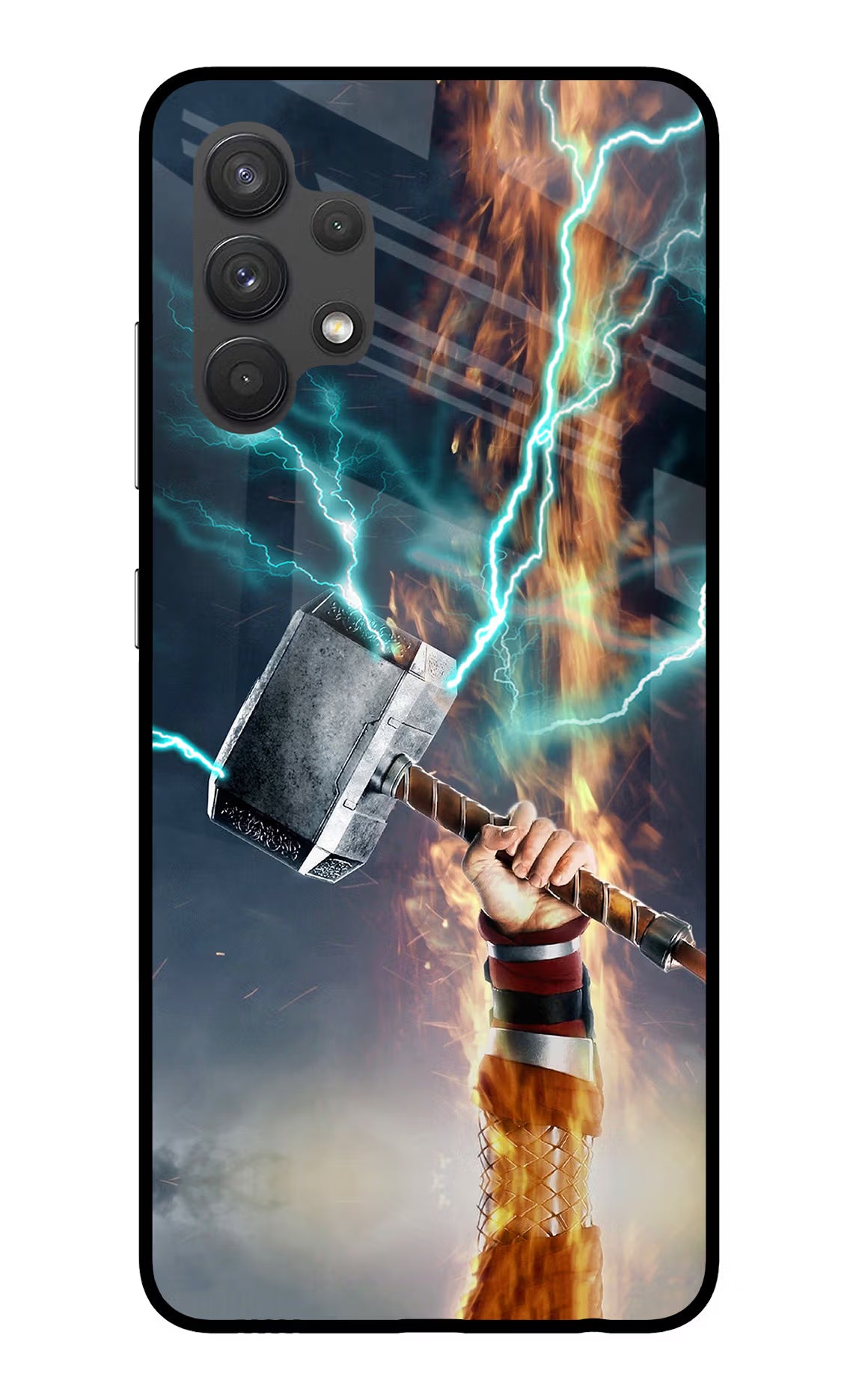 Thor Hammer Mjolnir Samsung A32 4G Glass Case Back Cover by Casekaro