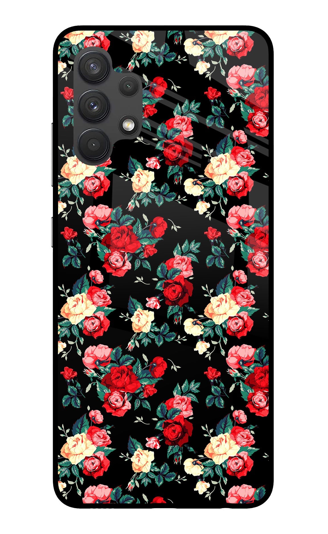 Rose Pattern Samsung A32 4G Glass Case