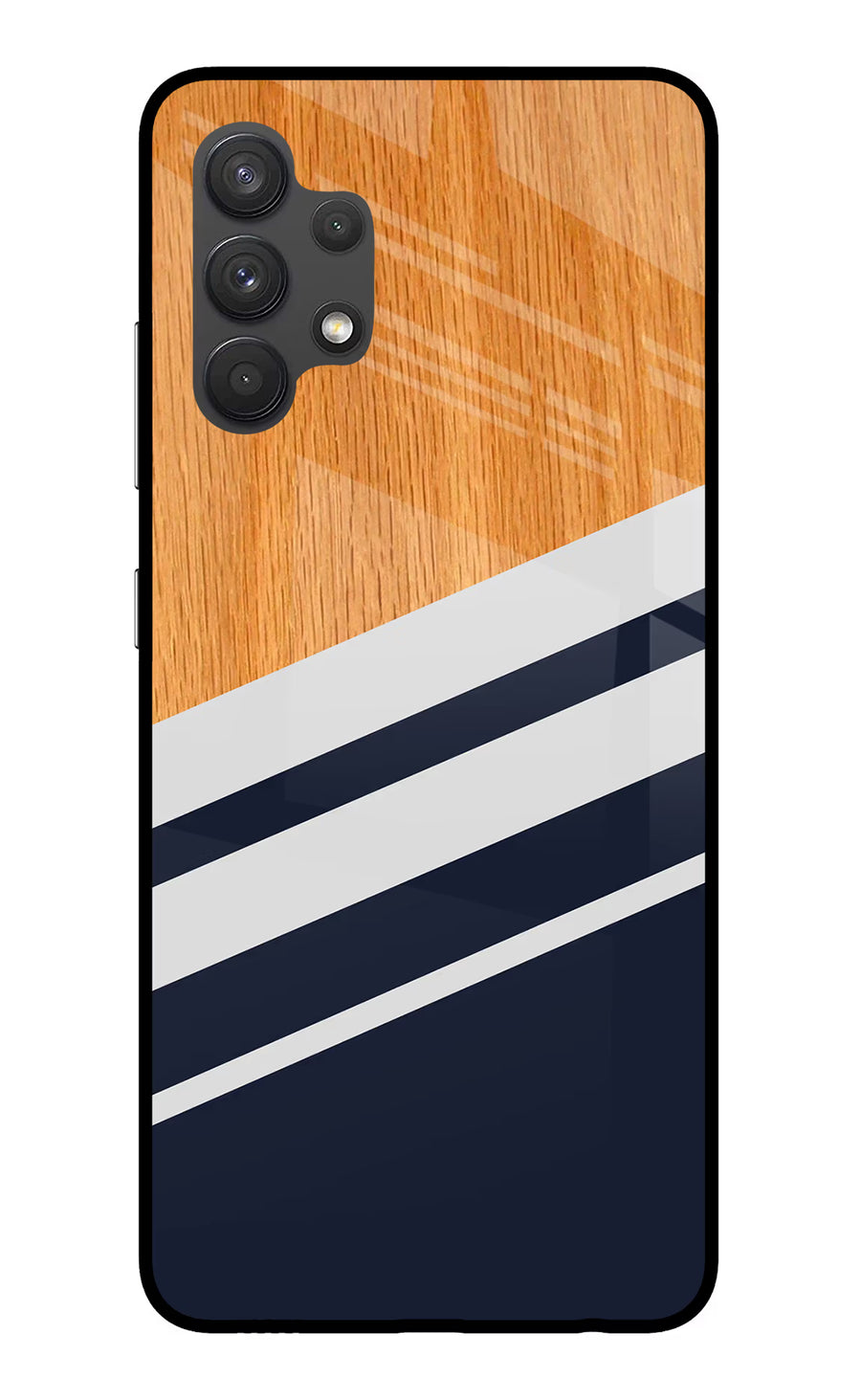Blue and white wooden Samsung A32 4G Back Cover, Glass case