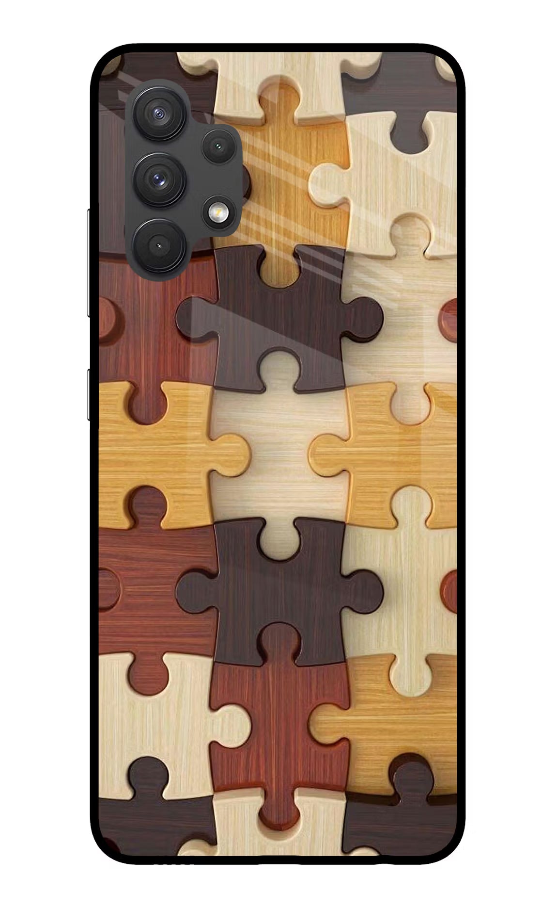 Wooden Puzzle Samsung A32 4G Glass Case Back Cover by Casekaro
