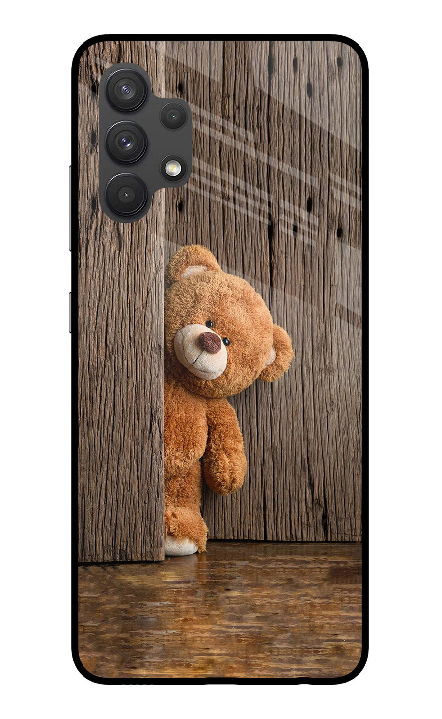 Teddy Wooden Samsung A32 4G Back Cover, Glass case