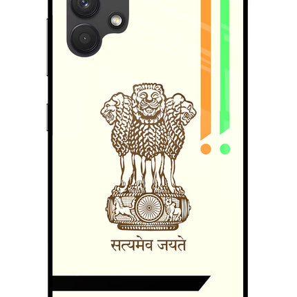 Satyamev Jayate Brown Logo Samsung A32 4G Glass Case Back Cover by Casekaro